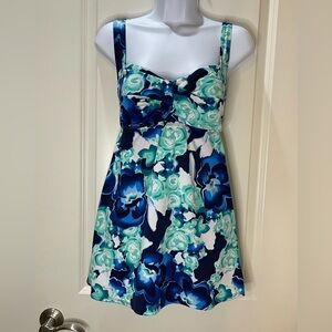 Gabar Floral Blue and Green Women's Swim Dress One Piece Size 10